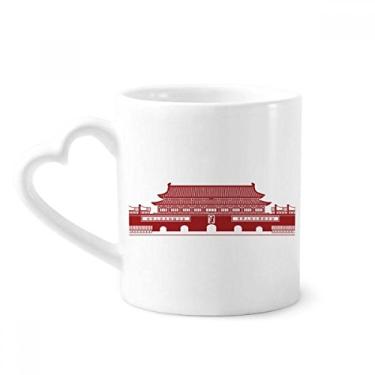 Imagem de Tianananmen Chairman Mao Caneca chinesa vermelha café cerâmica copo de coração de vidro