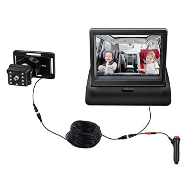 Imagem de Chusui Monitor de carro de bebê 1080 p câmera de monitor para assento traseiro de bebê 4,3 polegadas dobrável assento de carro espelho display 150 ° visão ampla visão noturna câmera de espelho de carr