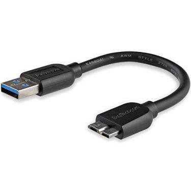 Imagem de StarTech. com cabo USB 3.0 A para Micro B de 15 cm 6,0" curto e fino M/M - cabo USB 3.0 Micro B para smartphones e tablets (USB3AUB15CMS)
