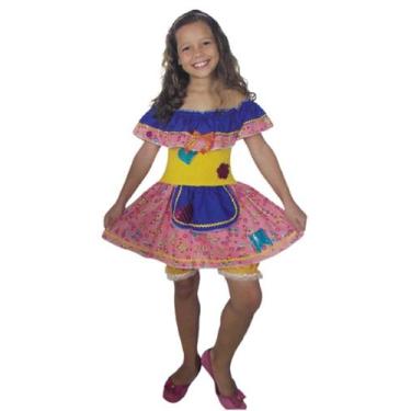 Imagem de Fantasia Festa Junina Vestido Menina Babado Infantil  De 2 À 8 Anos -