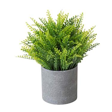 Imagem de heave Mini plantas artificiais em vaso, arbusto de plástico falso, plantas verdes artificiais para decoração de casa, jardim, banheiro, presente de boas-vindas, 6