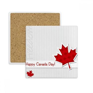 Imagem de Porta-copos quadrado de folha de bordo vertical Happy Canada Day