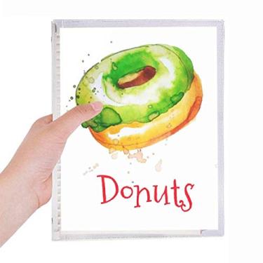 Imagem de Caderno de rosquinha verde em aquarela pintado à mão com folhas soltas diário recarregável