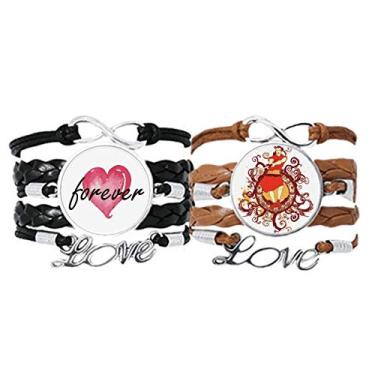 Imagem de DIYthinker Pulseira com ilustração de espada Samurai vermelha japonesa, alça de mão, corda de couro, conjunto duplo