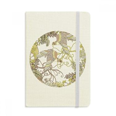 Imagem de Caderno Ukiyo-e com estampa de folhas de árvore de flores, capa dura em tecido oficial