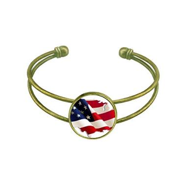 Imagem de Bracelete retrô com mapa da bandeira dos Estados Unidos com estrelas e listras