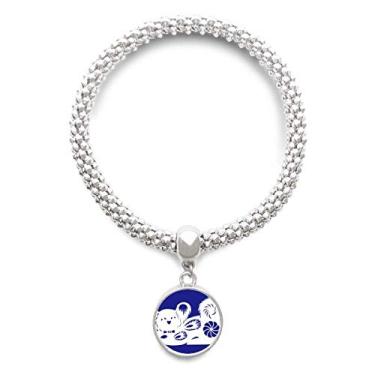 Imagem de DIYthinker Pulseira de prata com pingente e corrente ajustável Year of Dog Animal com estampa do zodíaco chinesa