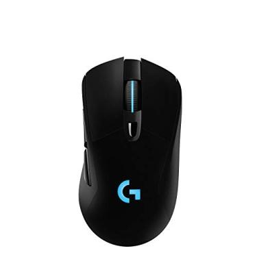 Imagem de Logitech G Mouse para jogos sem fio 703 Lightspeed com sensor Hero 25K, compatível com PowerPlay, Lightsync RGB, leve 95G + 10G opcional, 100-25, 600 DPI, aderência lateral de borracha – Preto