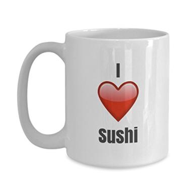 Imagem de Caneca de café de cerâmica exclusiva I Love Sushi ideia de presentes