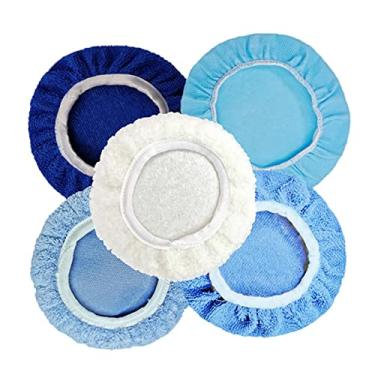 Imagem de ＫＬＫＣＭＳ Almofada de polimento de orbital de carro de 5 peças Almofadas de polimento de detalhamento de microfibra Almofadas de aplicador de cera de, 7-8 polegadas