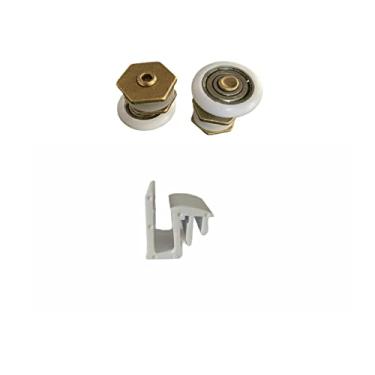 Imagem de Kit com 2 Roldanas Excêntricas de Latão e 1 Guia Deslizante em Nylon para Box de Vidro Temperado 8mm – Fácil Instalação, Cores Branco, Preto, Bronze e Cinza – Alta Durabilidade