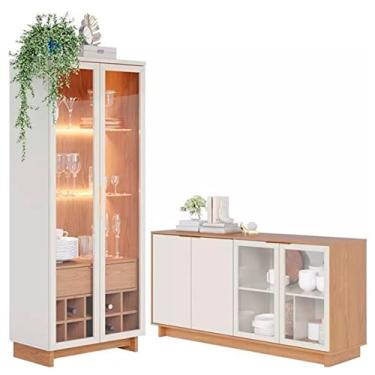 Imagem de Kit Cristaleira Guanabara e Buffet Vitoria OffWhite/Feijo Colibri Móveis