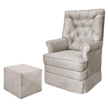 Imagem de Poltrona De Amamentação Com Balanço e Puff Reto Alana Cor Suede Bege Phoenix Baby