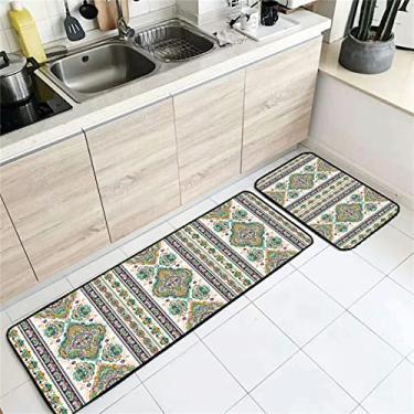 Imagem de Tapetes de corredor de cozinha 3D de plástico tapetes resistentes ao desgaste para piso interno conforto tapetes de armário de cozinha tapete impresso padrão azul e branco I 40 x 120 cm