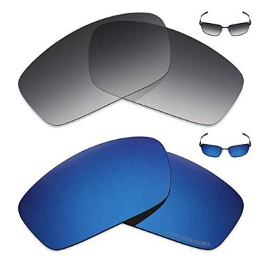 Imagem de Mryok+ 2 pares de lentes polarizadas de substituição para óculos de sol Oakley Splinter – Cinza dégradé Tint/Azul Pacífico