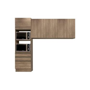Imagem de Kit De Cozinha Modulada 3 Peças Maxxi (2 Armários + 1 Paneleiro) Cpt33 Nogal - Kappesberg