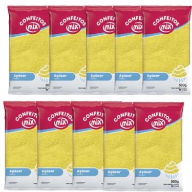 Imagem de 10 Açúcar Colorido Algodão Doce Bolo Cupcake Confeitaria (Amarelo)