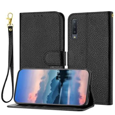 Imagem de Carteira Wallet Case Compatible with Samsung Galaxy A7 2018/A750 for Women and Men,Flip Leather Cover with Card Holder, Shockproof TPU Inner Shell Phone Cover & Kickstand (Size : Black)