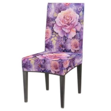 Imagem de Capas de cadeira única para sala de jantar rosa rosa elastano cozinha Parsons capas de cadeira removíveis, capas de cadeira elásticas laváveis removíveis capas de assento para cadeiras capa protetora