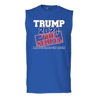 Imagem de Tee Hunt Camiseta masculina Trump 2024 The Sequel Muscle Make Liberals Cry Again MAGA President 47 FJB Let's Go Brandon Republican, Azul, M