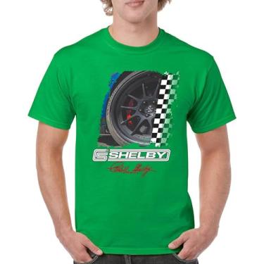 Imagem de Camiseta masculina Shelby Wheel American Classic Muscle Car Racing Mustang Cobra GT500 Performance Powered by Ford, Verde, 4G