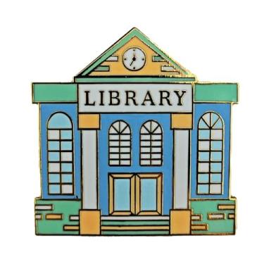 Imagem de Ficsowy Alfinetes esmaltados biblioteca crachá leitura livro empréstimo alfinete lapela literatura bookworm broche bibliotecário estudantes professores amantes de leitura presente, Cobre, Sem Pedra