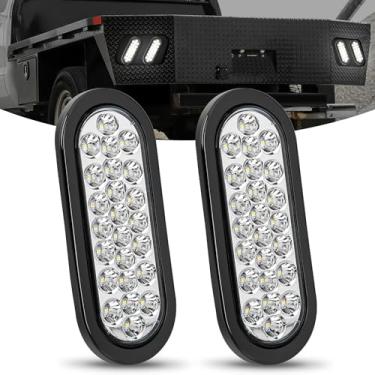 Imagem de Nilight Luz traseira de reboque oval de 15 cm, 2 peças brancas, 24 LEDs, luzes de ré, com plugues de montagem embutida, IP67, à prova d'água para caminhão de 12 V, ATV, UTV, ônibus, trailer, campista
