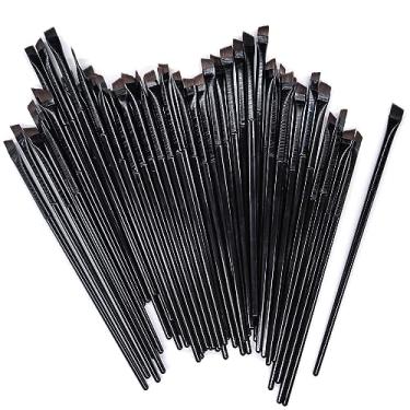 Imagem de Pincel de sobrancelha angular de 50 peças, pincel de sobrancelha premium inclinado de 14 cm, pincéis de matiz, pincel de mistura cosmética, pincel de maquiagem corretivo de sombra, ferramenta cosmética profissional de precisão para os olhos para mulheres