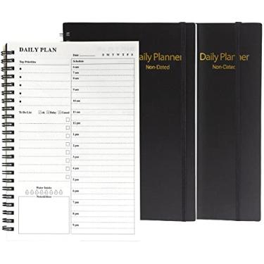 Imagem de Agenda diária sem data, pacote com 2 cadernos A5 para fazer com horários, organizador de gerenciamento de tempo em espiral para homens e mulheres, 21 x 14 cm, 152 páginas