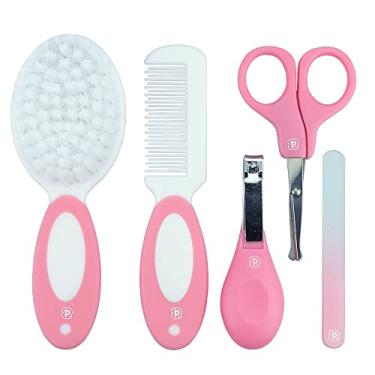 Imagem de Kit 5 Peças Higiene Cuidados Bebê Pimpolho Unhas Cabelo (Rosa, Único)
