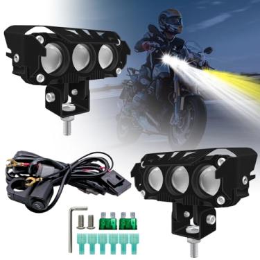 Imagem de Fenikso Faróis de neblina para motocicleta 80 W branco e âmbar Pods projetor holofote auxiliar de 3,3 cm, compatível com Jeep Tractor Truck ATV UTV SUV, barco empilhadeira, pacote com 2