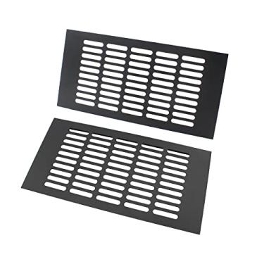 Imagem de 2 peças de cobertura de saída de ar, grade de ventilação de liga de alumínio preta TTZEZE capa de grade retangular de metal para guarda-roupa fogão sapatos armário pia cozinha banheiro parede lateral