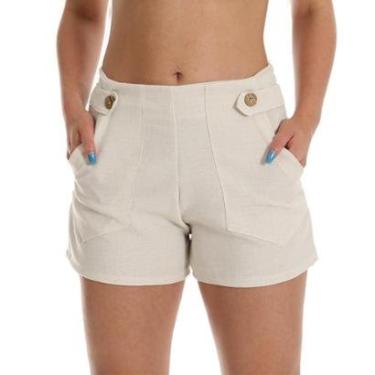 Imagem de Short Social Alfaiataria Frimodas Viscolino Linho Feminino Adulto-Feminino