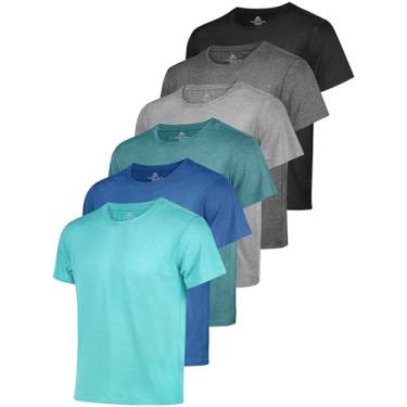 Imagem de URATOT Camiseta esportiva masculina de gola redonda de manga curta, ajuste seco, corrida, academia, academia, Preto, cinza escuro, cinza claro, azul escuro, azul-petróleo, verde, M