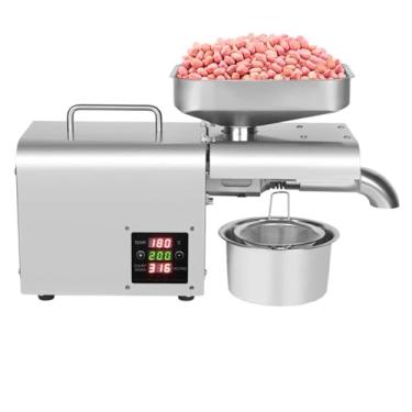 Imagem de Prensa automática de óleo Máquina de extração de óleo quente/frio Máquina elétrica de expulsão de óleo em aço inoxidável 304 Temperatura de prensa 50-250 graus ajustável 610 W para sementes