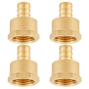 Imagem de Conexões Pex de latão sem chumbo 1/5.1 cm, adaptador fêmea 1/2 Pex, PEX 1/5.1 cm x 1/5.1 cm NPT adaptador rosqueado fêmea, 1/5.1 cm Pex para 1/5.1 cm NPT fêmea 4 peças (PEX 1/5.1 cm x 1/5.1 cm NPT