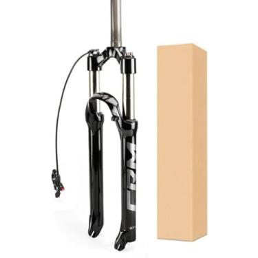 Imagem de Garfos de amortecedor de bicicleta de 29 polegadas, travamento de pressão de óleo 1-1/8" 110mm Viagem 9mm Acessórios de garfo dianteiro de mountain bike de liberação rápida, preto cinza-RL,