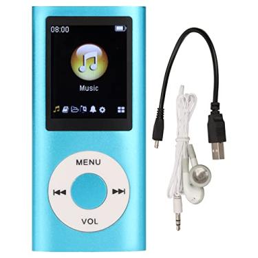 Imagem de Leitor de MP3 64G, leitor de música MP3 multifuncional, leitor de música MP3 portátil com tela LCD de 1,8 polegadas para corrida ao ar livre (Blue)