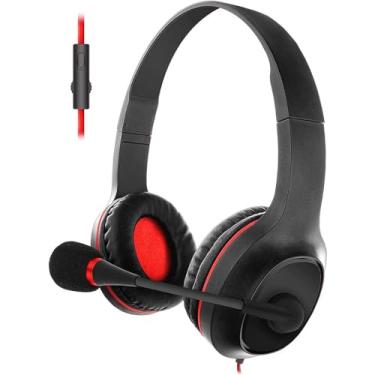 Imagem de Fone de ouvido estéreo para jogos Sentry HPX-GX25RD, vermelho; controle de volume e microfone liga/desliga; microfone omnidirecional rotativo; faixa de cabeça ajustável; almofadas confortáveis