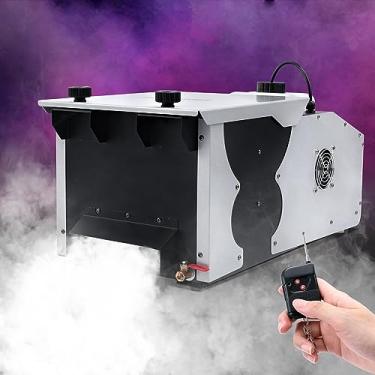 Imagem de TCFUNDY Máquina de neblina de baixa altitude, máquina de fumaça de 1500 W, neblina de 18000 CFM com controle remoto e com fio para festa de casamento de Halloween, efeito de palco