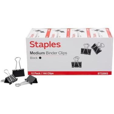 Imagem de Staples Clipes para fichário - aço preto, capacidade de 1,6 cm, clipes de papel de escritório pequenos, pacote com 144