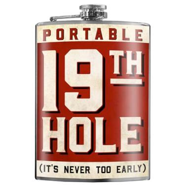 Imagem de The 19th Hole Golf 236 ml Garrafa de aço inoxidável para bebidas alcoólicas – Vem em uma caixa de presente – Design à prova de vazamento – Fácil de limpar – 9,5 x 14,6 cm – por Trixie & Milo