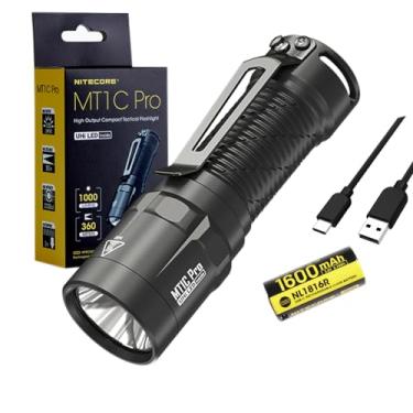 Imagem de Nitecore Lanterna compacta MT1C PRO para transporte diário - 1.000 lúmens com bateria e cabo de carregamento Eco-Sensa USB C incluído