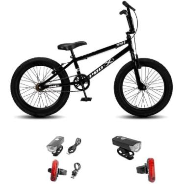Imagem de Bicicleta Infantil Pro x Aro 20 BMX S1 FreeStyle V-Brake Com Kit Farol Led,Preto