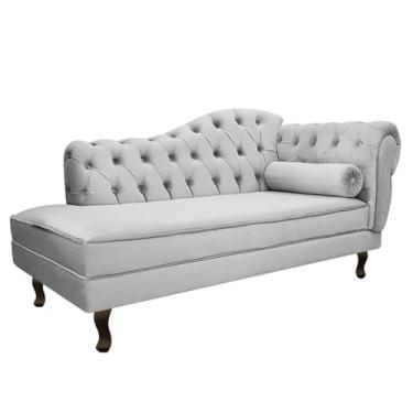 Imagem de Divã Recamier Juliana Lado Esquerdo 120 cm Linho Cinza Claro - Amarena Móveis