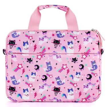 Imagem de Foxstory Capa para tablet infantil para meninas, bolsa de tablet infantil adequada para Fire HD 10, Fire HD 8, Fire 7 Kindle, gato rosa