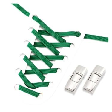 Imagem de No Tie Shoe Laces Men And Women Sneakers Metal Lock Lazy People Shoelace Elastic Shoelaces Shoe Accessories(Dark green)