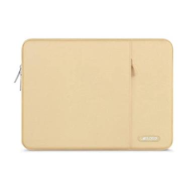 Imagem de Capa MOSISO para laptop de 15, 15,6 e 16 polegadas, compatível com MacBook Pro 16 M4, M3, M2 e M1, notebook HP, Acer, Dell, Lenovo, ASUS, bolsa vertical de poliéster com bolso, bege