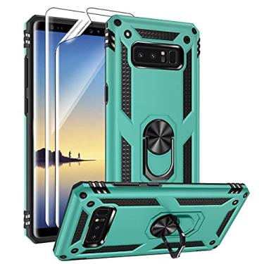 Imagem de Androgate Capa para Samsung Galaxy Note 8 com protetores de tela PET 3D, suporte de anel de metal de grau militar com suporte de 4,5 m, capa à prova de choque testada contra quedas para Samsung Galaxy