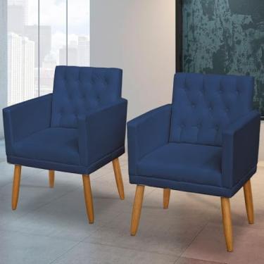 Imagem de Kit 2 Poltronas Estofadas Confortável Sofisticada Sala Luxo MOBLAN decor (AZUL)